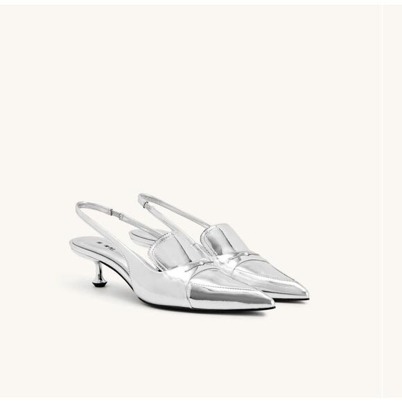 JW PEI Carla Metallic Soft Padded Kitten Heel Pumps in Silver Size 7.5 - Picture 1 of 7